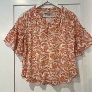 LOFT Women's Pink & White Floral Top